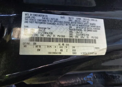 2013 Ford Focus Se из США, поврежденный, VIN 1FADP3F2XDL106098